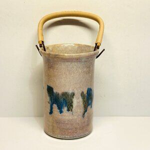Mae Matsumoto Takata Handmade From Heart Hawaii Pottery Ceramic Vase Bin Handle
